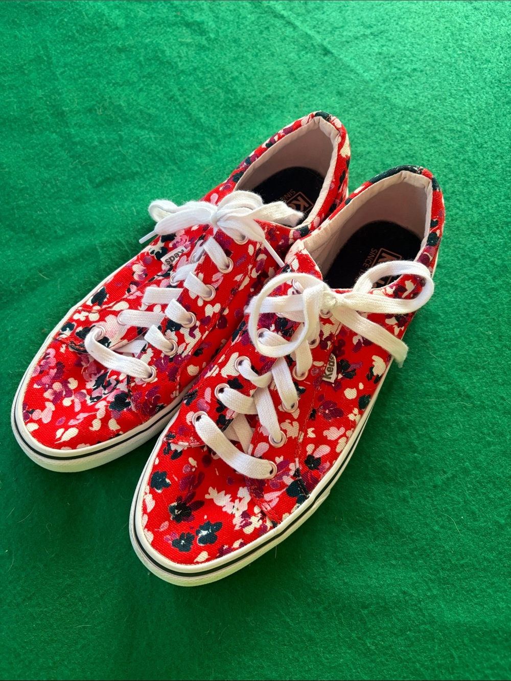 Keds Red Floral Canvas Lace-Up Sneakers